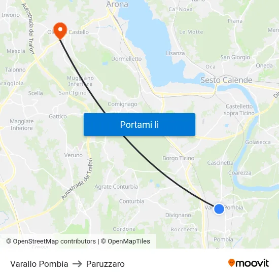 Varallo Pombia to Paruzzaro map