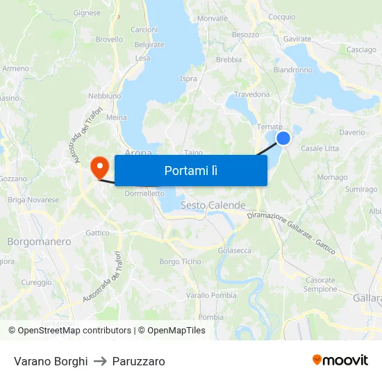 Varano Borghi to Paruzzaro map