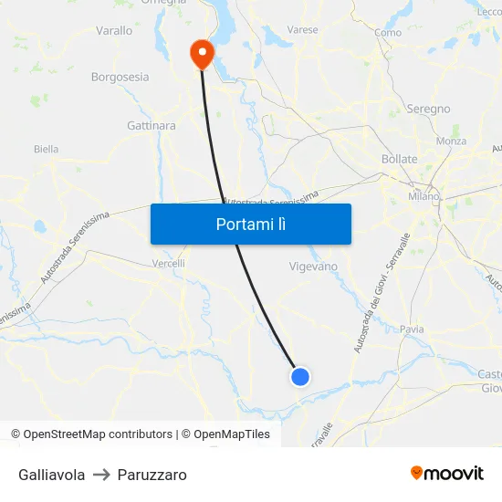 Galliavola to Paruzzaro map