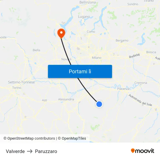 Valverde to Paruzzaro map