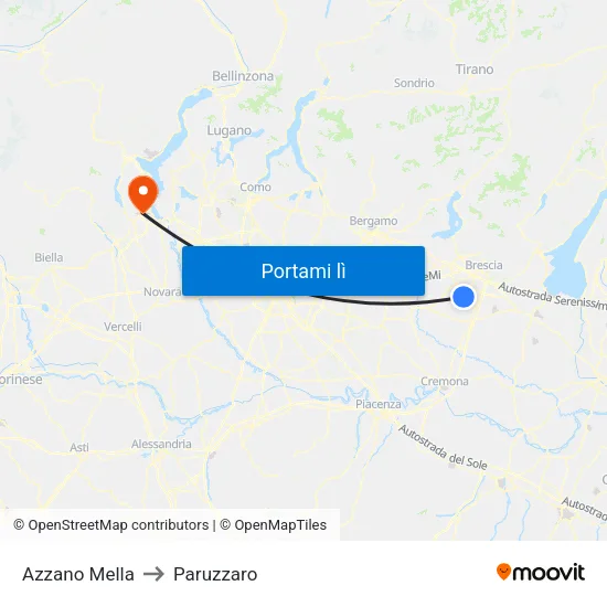 Azzano Mella to Paruzzaro map