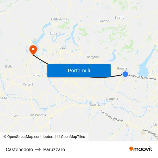 Castenedolo to Paruzzaro map