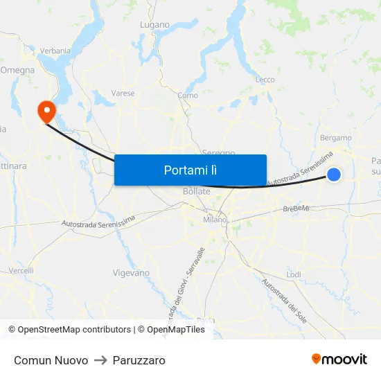Comun Nuovo to Paruzzaro map