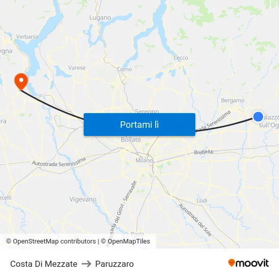 Costa Di Mezzate to Paruzzaro map