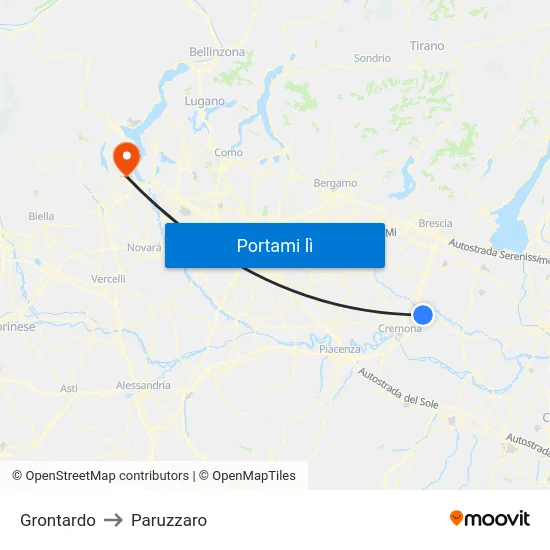 Grontardo to Paruzzaro map