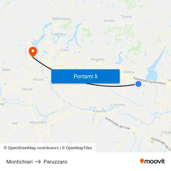 Montichiari to Paruzzaro map