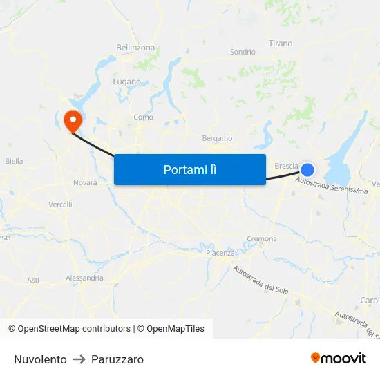 Nuvolento to Paruzzaro map