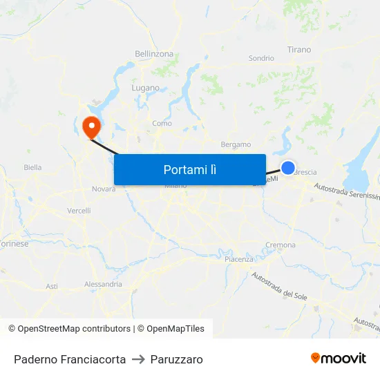 Paderno Franciacorta to Paruzzaro map