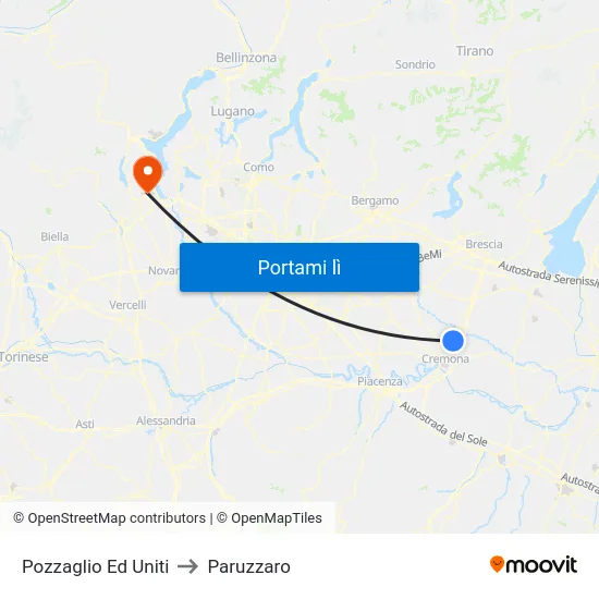 Pozzaglio Ed Uniti to Paruzzaro map