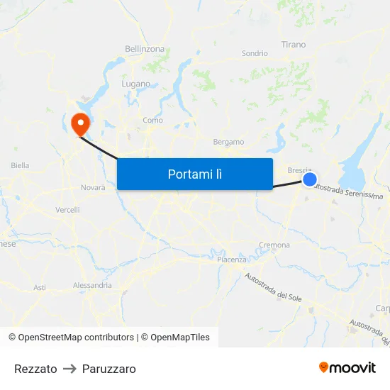 Rezzato to Paruzzaro map