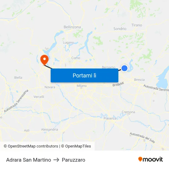 Adrara San Martino to Paruzzaro map