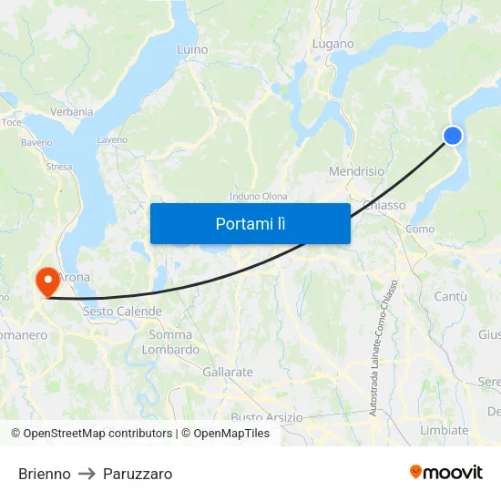 Brienno to Paruzzaro map