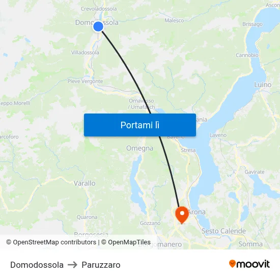 Domodossola to Paruzzaro map