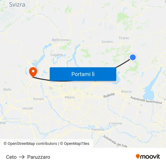 Ceto to Paruzzaro map