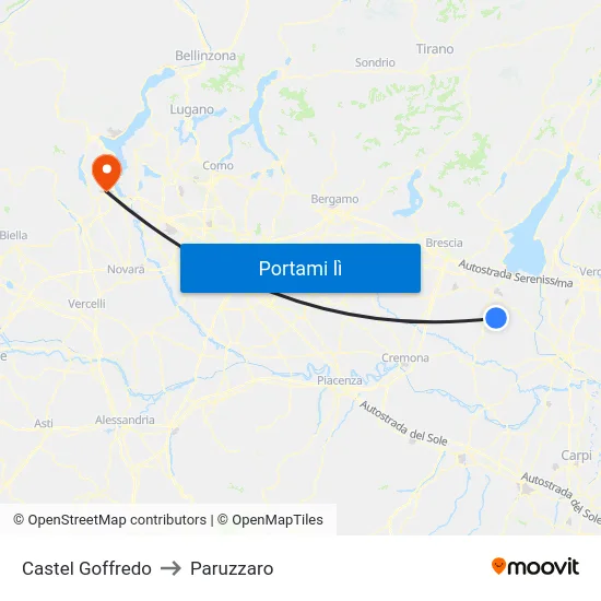Castel Goffredo to Paruzzaro map