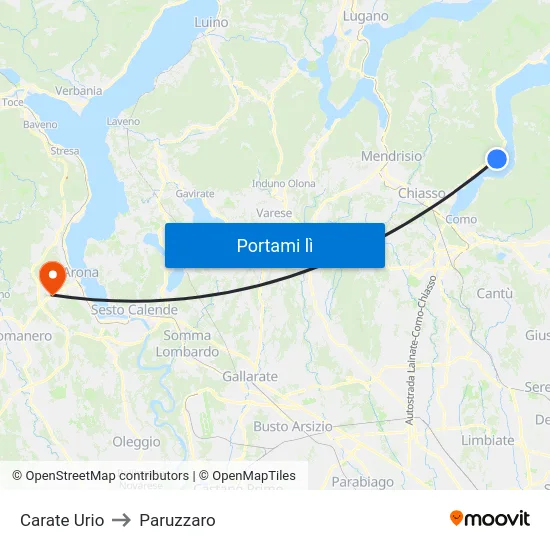Carate Urio to Paruzzaro map