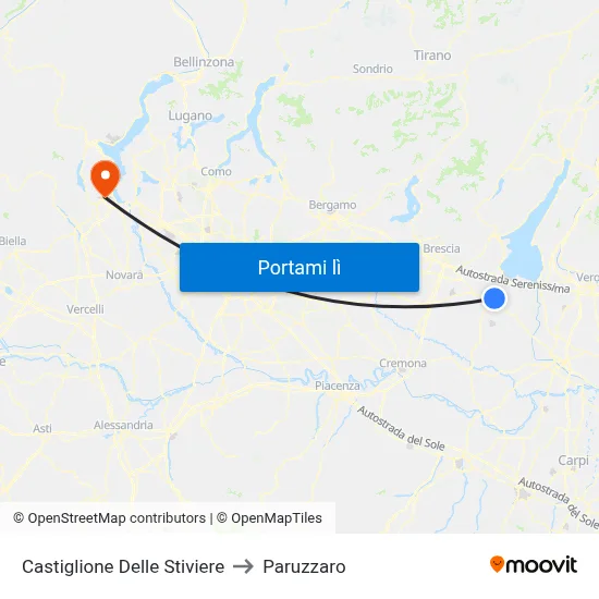 Castiglione Delle Stiviere to Paruzzaro map