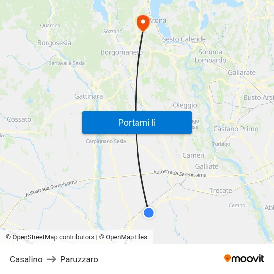 Casalino to Paruzzaro map