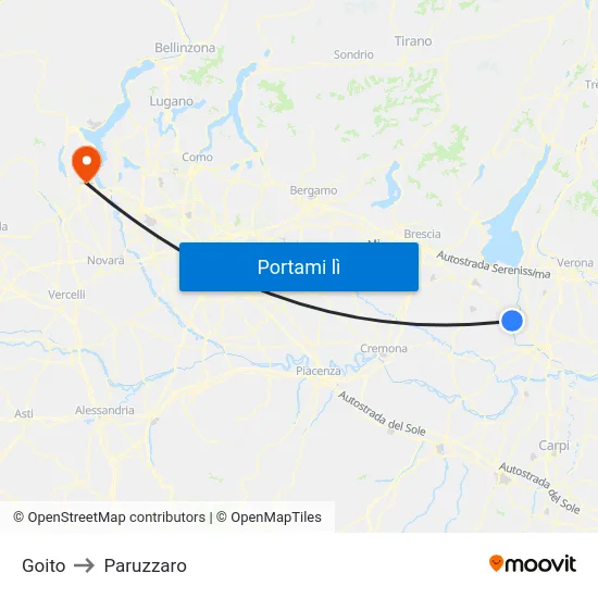 Goito to Paruzzaro map