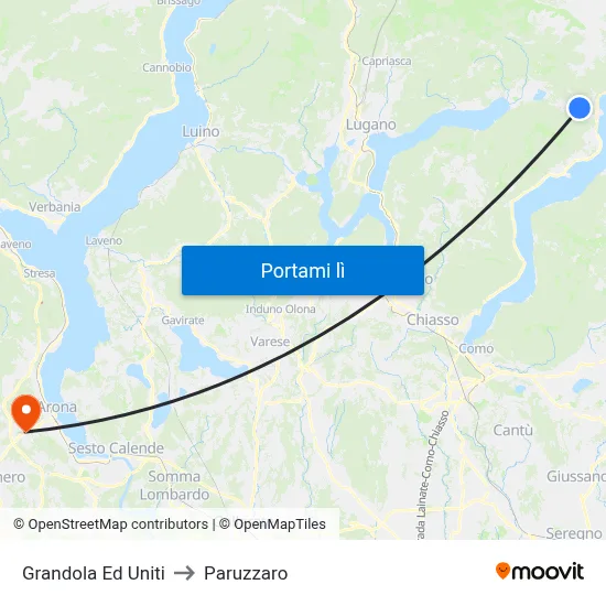 Grandola Ed Uniti to Paruzzaro map