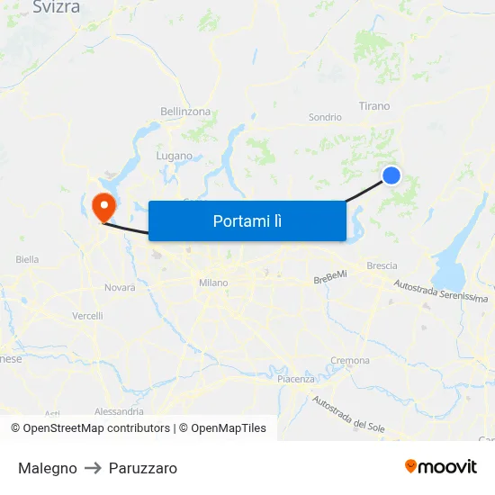 Malegno to Paruzzaro map