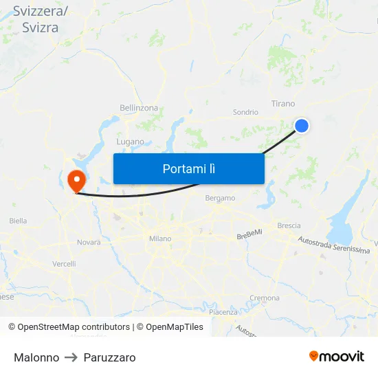 Malonno to Paruzzaro map