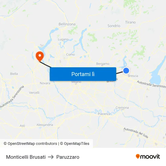 Monticelli Brusati to Paruzzaro map