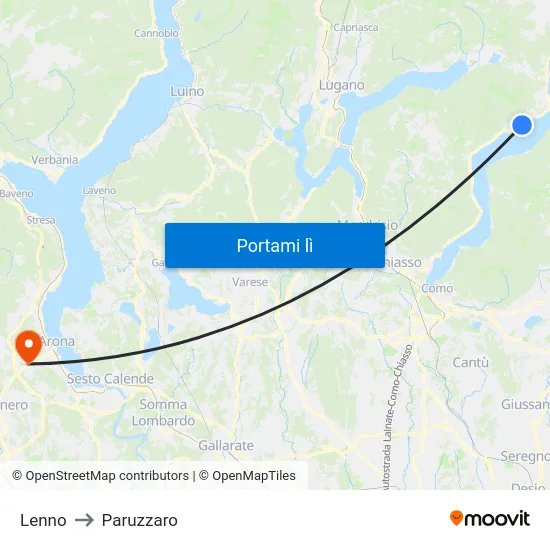 Lenno to Paruzzaro map