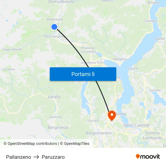 Pallanzeno to Paruzzaro map