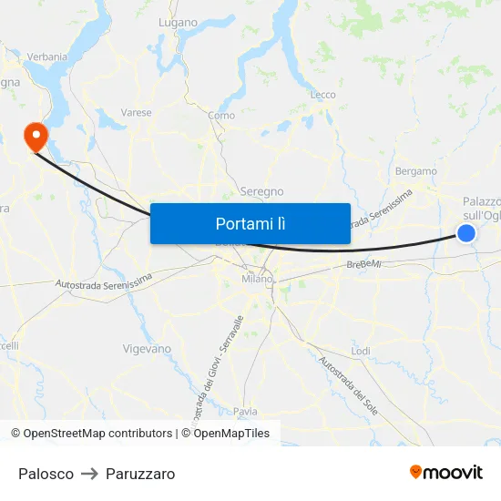 Palosco to Paruzzaro map