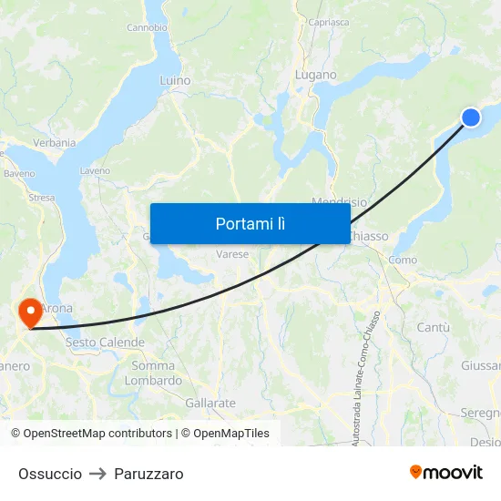 Ossuccio to Paruzzaro map