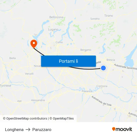 Longhena to Paruzzaro map