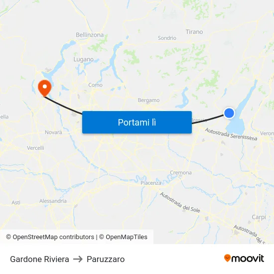 Gardone Riviera to Paruzzaro map