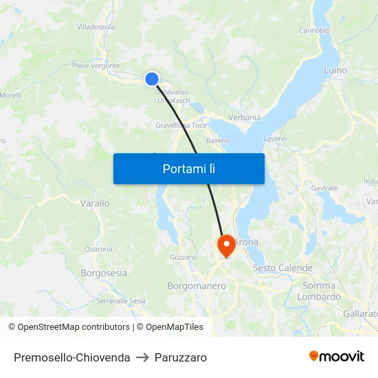 Premosello-Chiovenda to Paruzzaro map