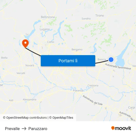 Prevalle to Paruzzaro map