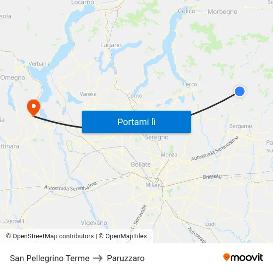 San Pellegrino Terme to Paruzzaro map