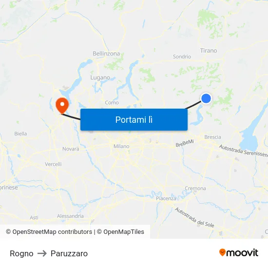 Rogno to Paruzzaro map