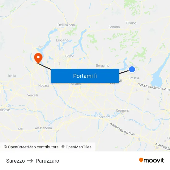 Sarezzo to Paruzzaro map