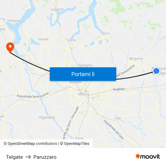 Telgate to Paruzzaro map
