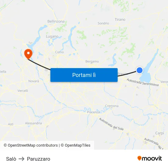 Salò to Paruzzaro map