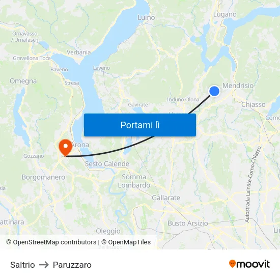 Saltrio to Paruzzaro map