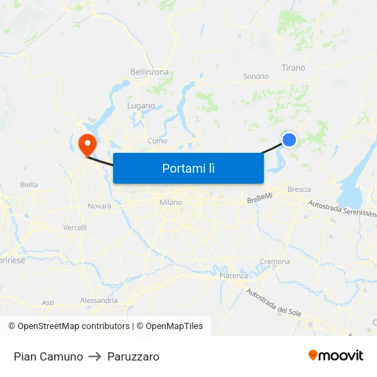 Pian Camuno to Paruzzaro map