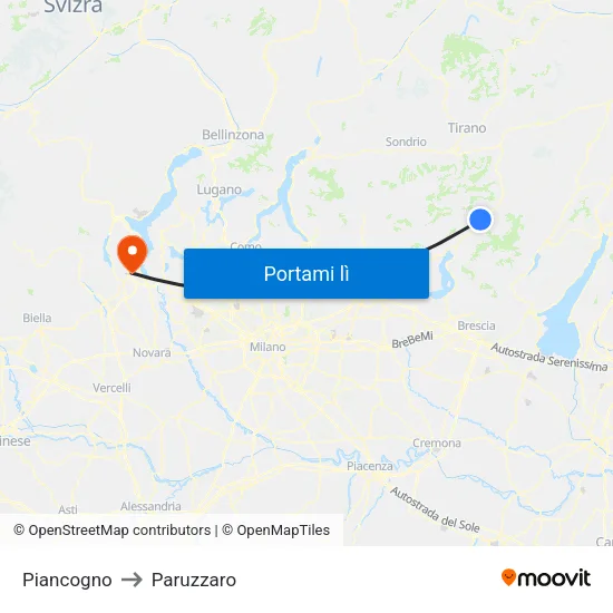 Piancogno to Paruzzaro map