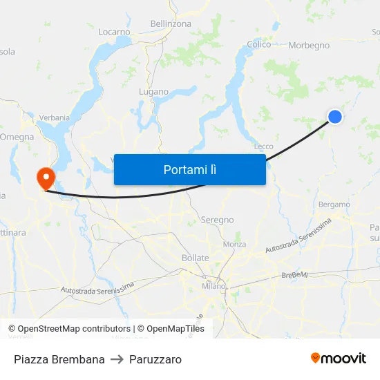 Piazza Brembana to Paruzzaro map
