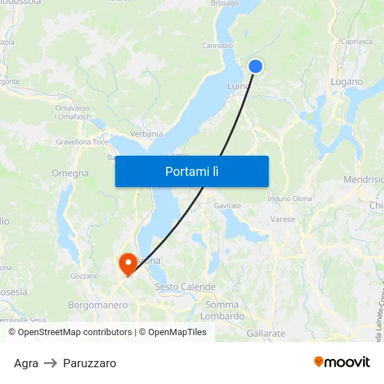 Agra to Paruzzaro map