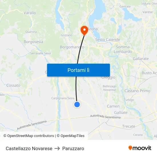 Castellazzo Novarese to Paruzzaro map