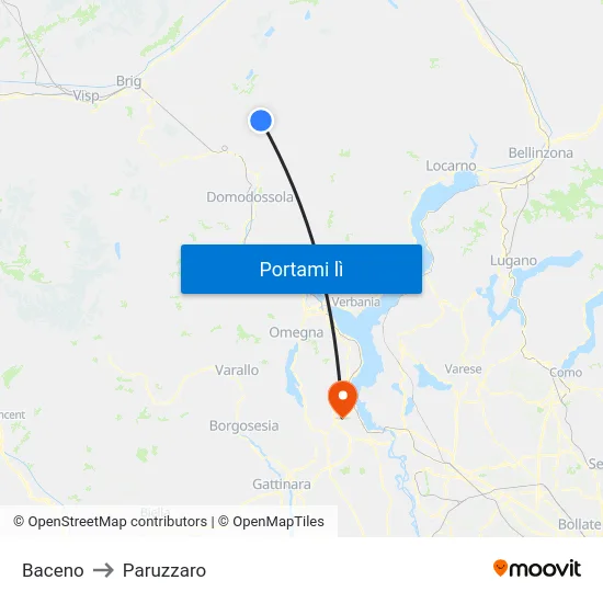 Baceno to Paruzzaro map