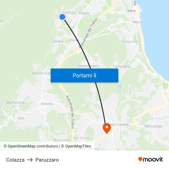 Colazza to Paruzzaro map