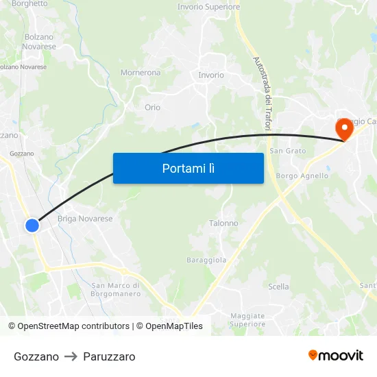 Gozzano to Paruzzaro map