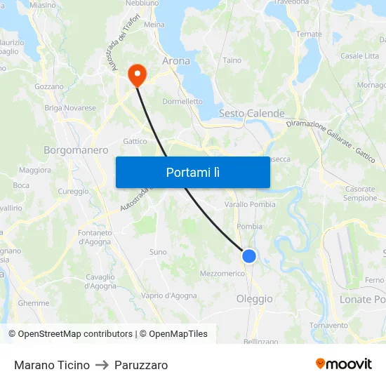 Marano Ticino to Paruzzaro map